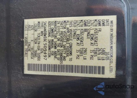 2006 Nissan Xterra Se from USA, damaged, VIN 5N1AN08W16C509497